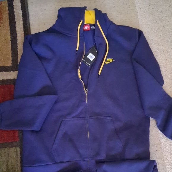 Nike Navy and Yellow Hoodie